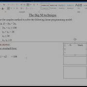 The Simplex Method The Big M Technique Part 1