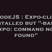 NodeJS Expo Cli Is Installed But Bash Expo Command Not Found