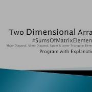 88 Sum Of Major Diagonal Minor Diagonal Upper And Lower Triangular Elements Of Matrix