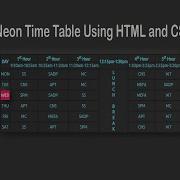 College Time Table Neon Hover Effect Design Using HTML And CSS Neumorphism Effect