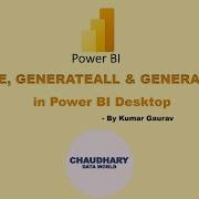 DAX GENERATE GENERATEALL GENERATESERIES In Power BI