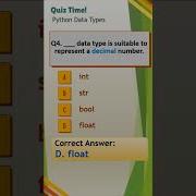 Python Programming Data Types Important MCQs Shorts