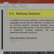 Multiway Selection Structure Part 1