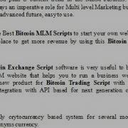 Bitcoin MLM Script Bitcoin Exchange Script Bitcoin Trading Script