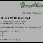 Java Practice It Self Check 12 13 Mystery4 Recursion Recursive Training