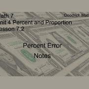 Math 7 Unit 4 Lesson 7 2 Percent Error Notes