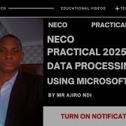 NECO 2025 Data Processing Practical On Microsoft Excel WAEC
