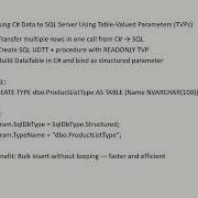 SQL C How To Pass A Whole Table From NET To SQL Server Table Valued Parameters