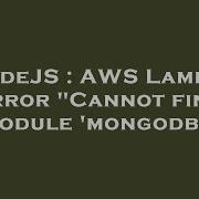 NodeJS AWS Lambda Error Cannot Find Module Mongodb
