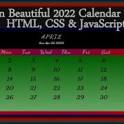 Календарь на 2022 год с использованием HTML CSS и JavaScript Создайте красивый календарь на 20