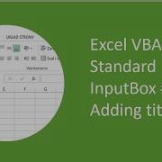 Excel VBA Standard InputBox 2 Adding Title