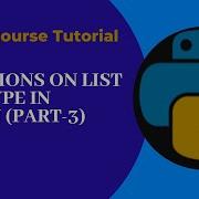 Operations On List In Python Part 3 Pythonlist Pythonforbegineers Pythonfullcourse Python