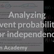 Analyzing Event Probability For Independence Probability And Statistics Khan Academy