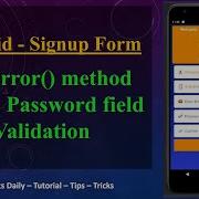 Sign Up Form Validation EditText SetError Method Android