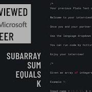 JavaScript Interview With A Microsoft Engineer Subarray Sum Equals K