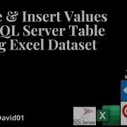 Create And Insert Values Into SQL Server Table With Dataset From Excel