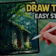 Урок рисования пейзажа Лесной домик в PROCREATE простые шаги