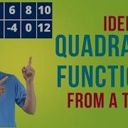 Identify A Quadratic Function From A Table