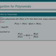 The Division Algorithm For Polynomials