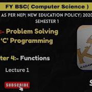 Fy BCS Sem 1 C Programming Chapter 4 Functions Lecture 1 SPPU As Per NEP