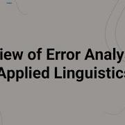 Errors In Applied Linguistics Error Analysis Interlingual Error Intralingual Error