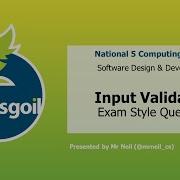 ESgoil N5CS Software Input Validation Exam Style Questions