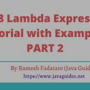 Java 8 Lambda Expressions Tutorial Examples PART 2