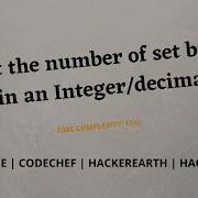 Count The Number Of Set Bits 1 S In An Integer In Binary Representation Leetcode Java