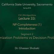 Algorithms Lecture 33 NP Completeness 1 Introduction Segment 2 Optimization Vs Decision