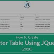 FILTER TABLE USING JQUERY 2020