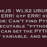 NodeJS WLS2 UBUNTU Npm ERR Gyp ERR Stack Error Can T Find Python Executable Python You Can