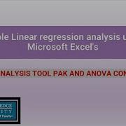 Simple Linear Regression Analysis Using Microsoft Excel S Data Analysis Toolpak And ANOVA Concepts