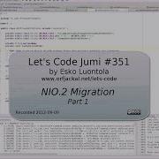 Let S Code Jumi 351 NIO 2 Migration Part 1