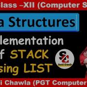 Implementation Of Stack Using List In Python Stack Operations Using List Data Structures Class 12
