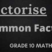 6 Common Factor Factorisation Grade 10