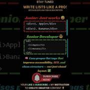 Junior Vs Senior Developer How To Write Lists Like A Pro Devmap Html Coding Shorts Frontend