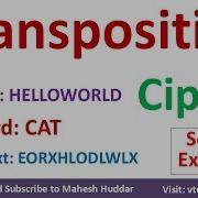 Transposition Cipher Solved Example For Encryption Decryption In Cryptography Vidya Mahesh Huddar