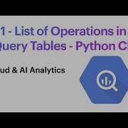 Tutorial 1 List Of Operations In Google BigQuery Tables Python Client