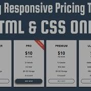 Responsive Pricing Table HTML And CSS Only HTML CSS TUTORIAL