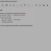 Example 2 Simplex Method Standard Maximization Problem