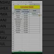 Rank Calculation Using Excel