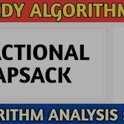 Analysis Of Fractional Knapsack Problem Time Complexity Algorithm Of Knapsack Problem Gate CS IT