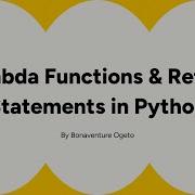 Lambda Functions Return Statements In Python