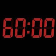 60 Seconds Digital Countdown Timer Black Background Red Text No Sounds