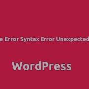 Fix The Parse Error Syntax Error Unexpected Error In WordPress
