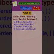 Python MCQ 20 Test Your Skills Python Pythonprogramming Pythoninterview Shorts Trending Viral