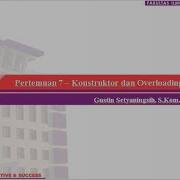 PBO Pertemuan 7 Konstruktor Dan Overloading Pada Java