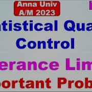 MA3391 P S Unit 5 Statistical Quality Control Tolerance Limits Important Solved Problem Tamil