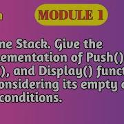 VTU DSA Module 1 Stack Implementation In C Push Pop Display BCS304