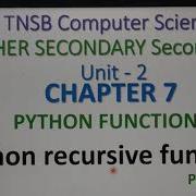 Python Recursive Functions With Example Part 9 In Tamil Chapter 7 Unit 2 A Jaya Mabel Rani AP